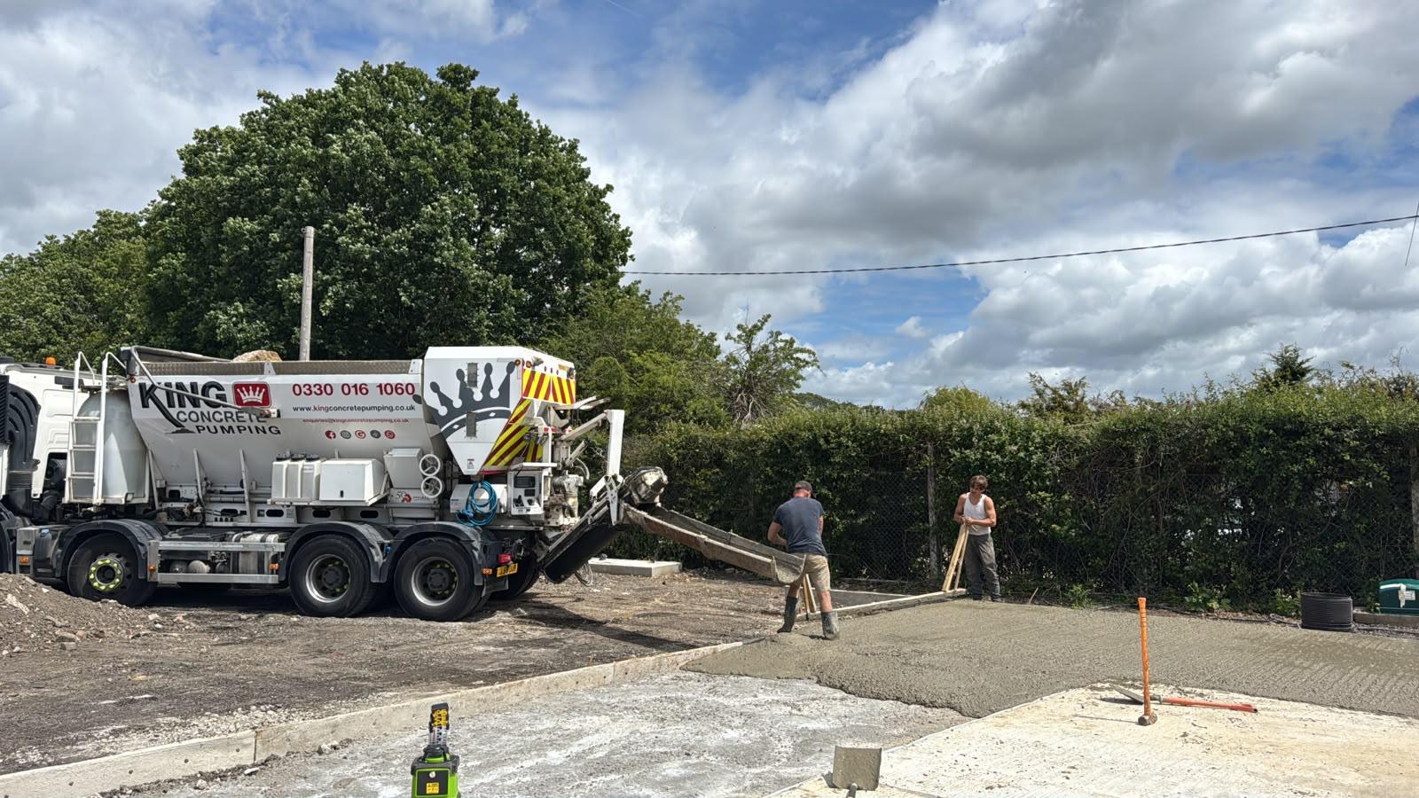 King Concrete Pumping crew placing concrete on a Bromley site